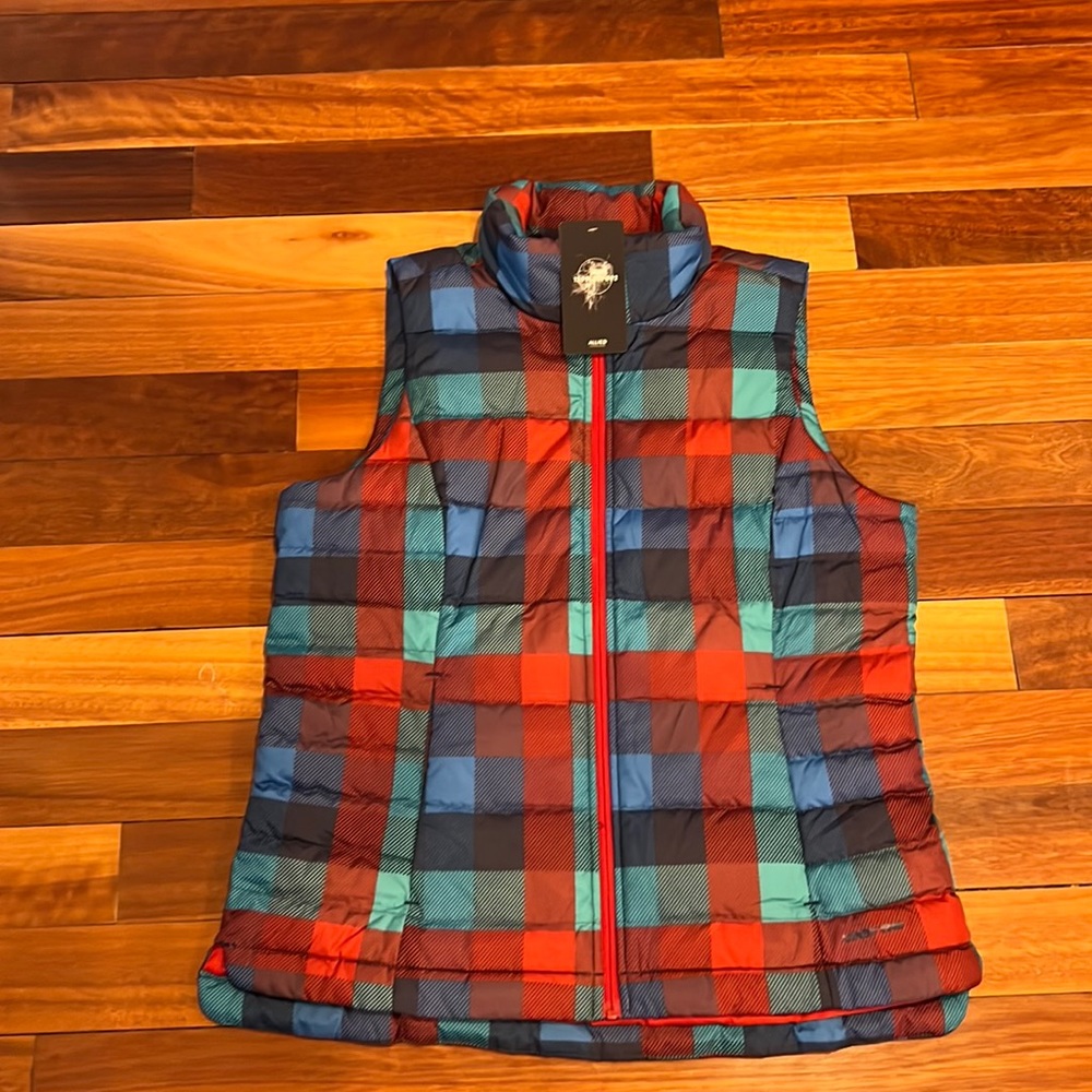 🌸New Land’s End Down Vest 600 Puffer Responsible Down Size Medium Plaid